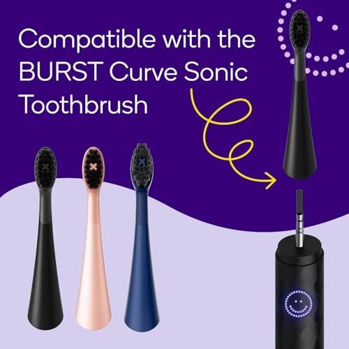 BURST Electric Toothbrush Heads for BURST Curve Sonic Toothbrush (Black)