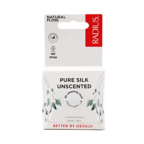 RADIUS Natural Unscented Silk Dental Floss, 33 Yards, Compostable & Non-Toxic