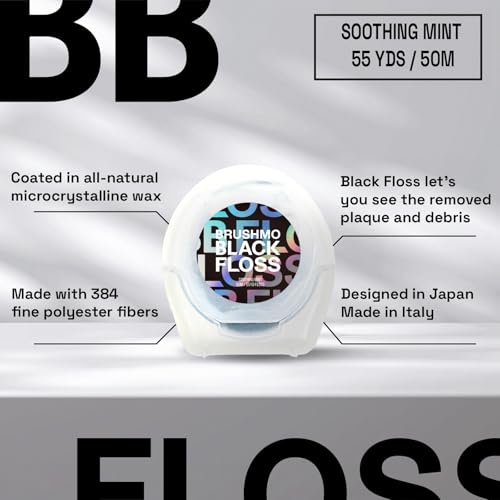Black Stain-Absorbing Dental Floss for US Dentists (1 Spool, 55 Yd)
