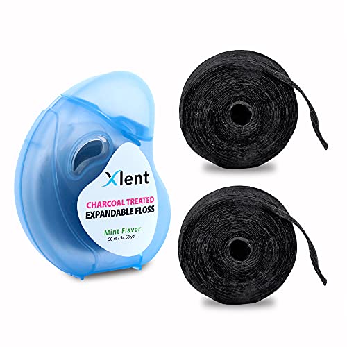 Expandable Floss with Activated Charcoal & Xylitol | Fresh Mint | 3 Pack