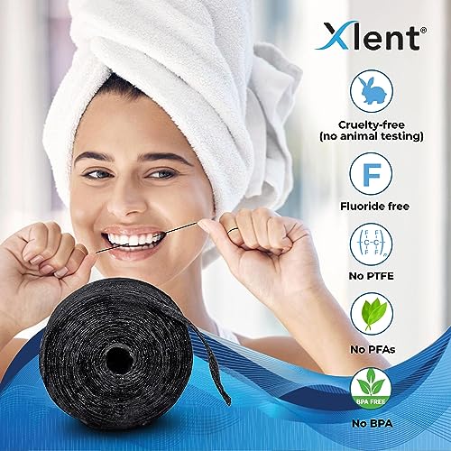 Xlent Expandable Charcoal Floss with Xylitol, Mint (Pack of 2 Refills)