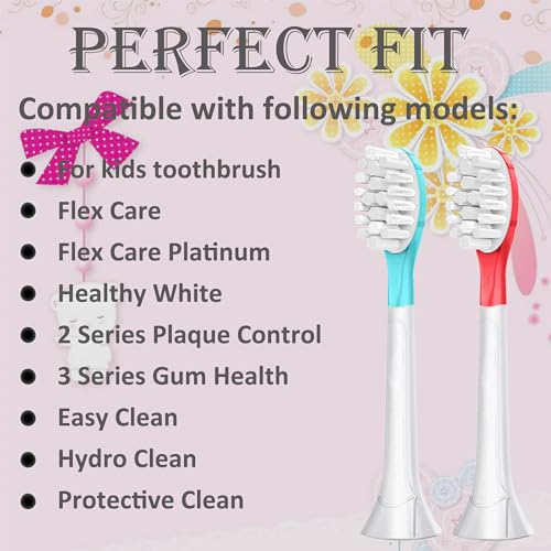 Philips Kids Electric Toothbrush HX6320 Compatible Blue Soft Brush Head 4-Pack & Covers
